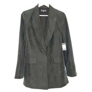 NWT, Badgley Mischka Studio 2 pocket, one button, silky black blazer, 10